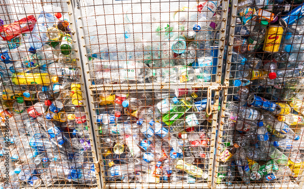 mar 6, 2021, Bangkok , Thailand: plastic and garbage for recycling