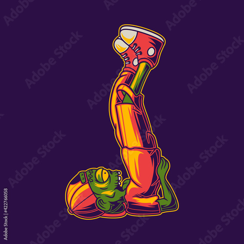 t shirt design zombie with sarvangasana pose yoga illustration