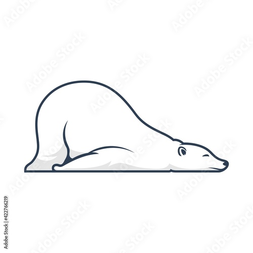 lazy polar bear mascot logo design