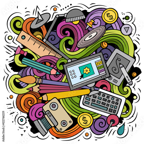 Cartoon vector doodles Art and Design illustration