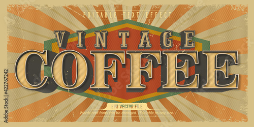 Coffee text, old style editable text effect