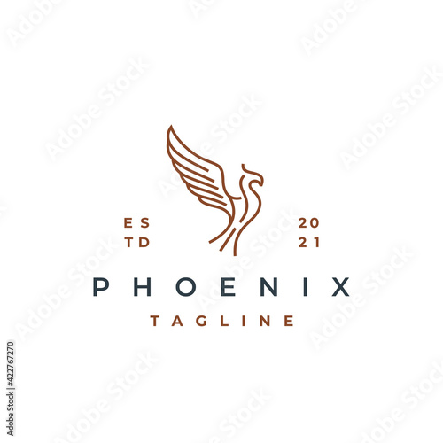 Line Art Phoenix Logo Design Vector Template