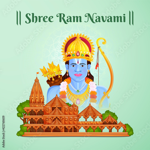 Happy Ram Navami Shri ram temple Greeting 