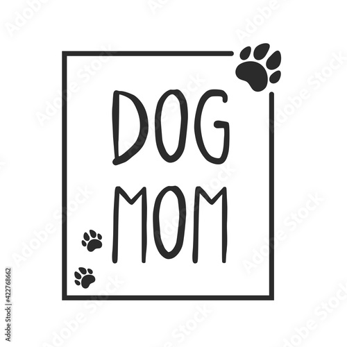 Dog mom text design from dog footprints and hearts For the shirt pattern as a gift to mom