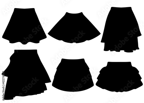 Short and medium length skirts for women in the set.