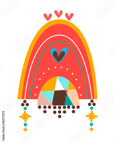 Red Russian national headdress hand drawn vector icon EPPS10