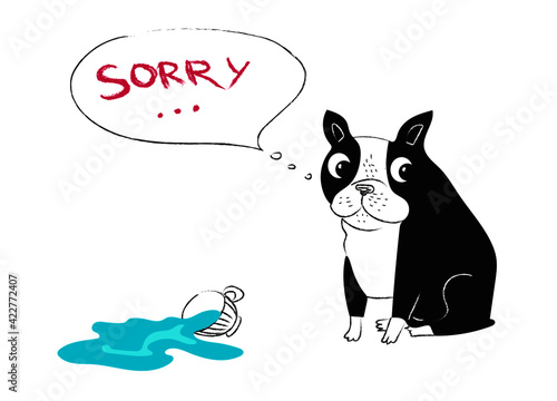 Pug puppy naughty drawing