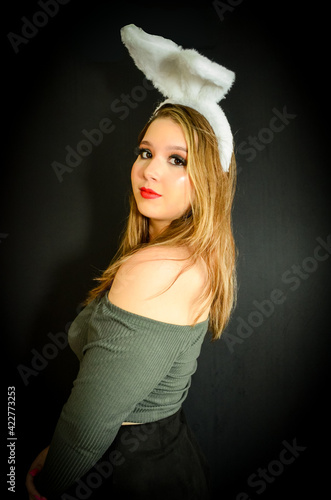 cute girl with rabbit ear