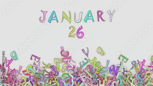 January 26 date calendar birthday party ceremony use