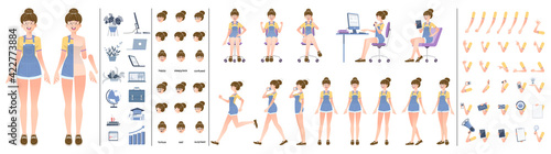 Set of female characters in different poses.vecter iliustration.