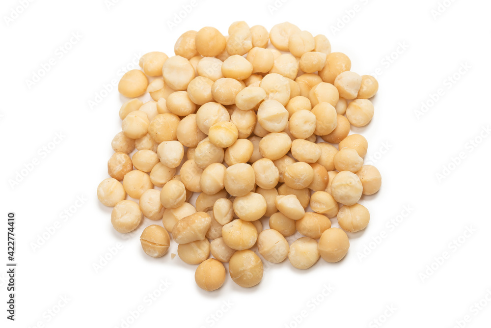 Macadamia nuts isolated on white background. Macadamia nuts isolated on white background.
