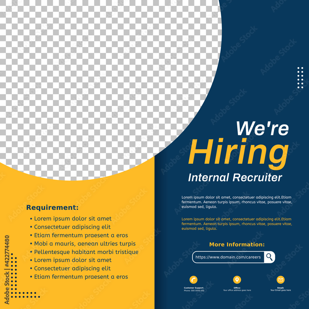 Modern job vacancy square web banner for social media post. Hiring job  template for internal recruiter Stock-Vektorgrafik | Adobe Stock