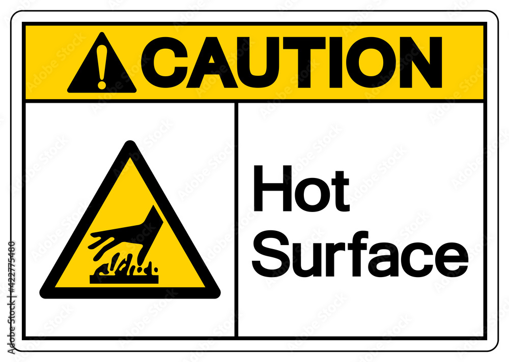 Caution Hot Surface Symbol, Vector Illustration, Isolate On White Background Label. EPS10 Caution Hot Surface Symbol, Vector Illustration, Isolate On White Background Label. EPS10