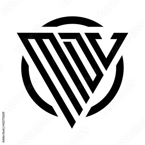 Initial letter MDV triangle monogram cool simple modern logo concept 