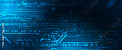 Abstract background on technological and scientific topics. Various techno details with using digital code. Vector format.