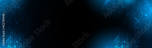 Abstract background on technological and scientific topics. Various techno details with using digital code. Vector format.