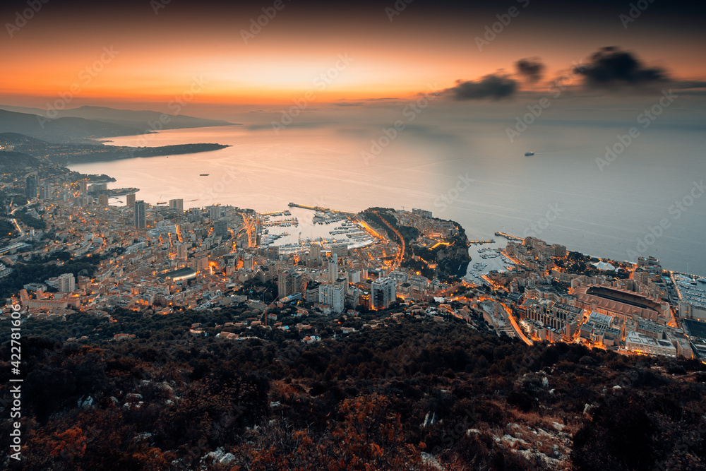Evening view of Montecarlo, Monaco, France, Cote d'Azur, Europe