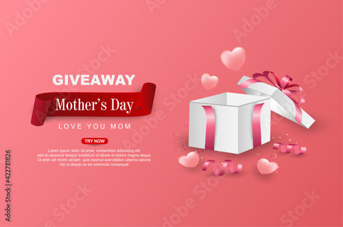 Giveaway mother's day with open gift box