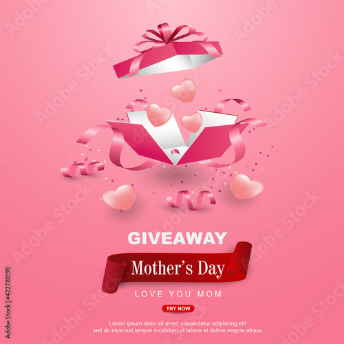 Giveway mother's day with realistic gift box