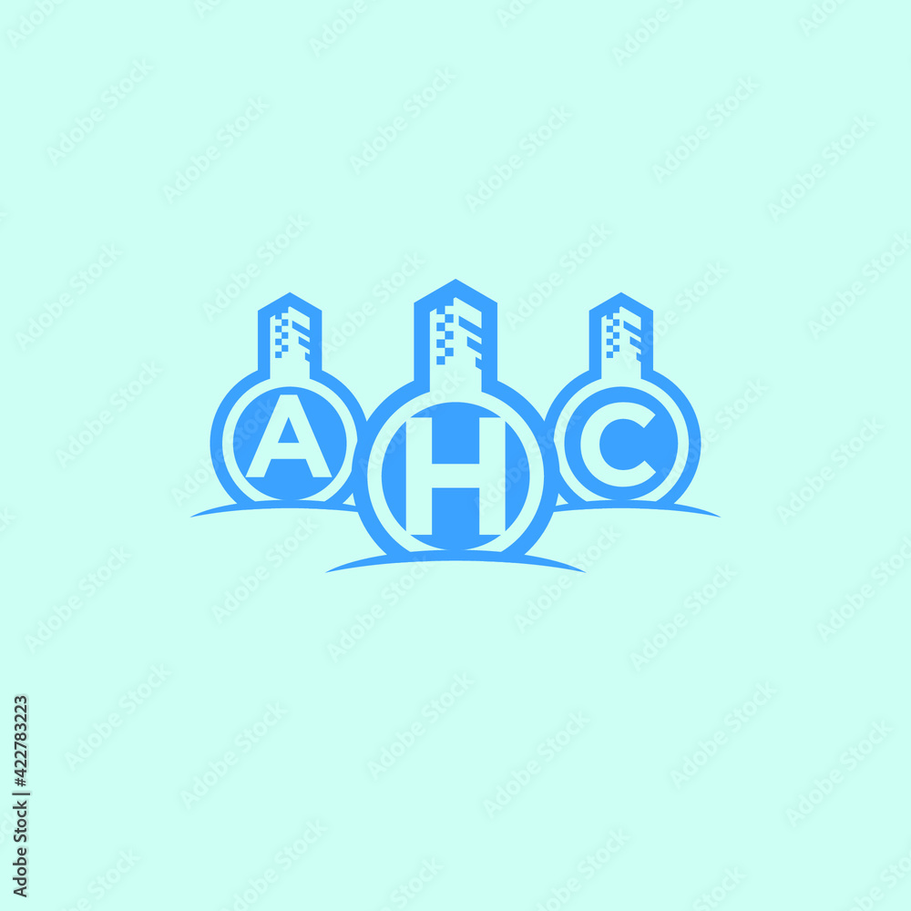 Obraz premium concept company building laboratory simple logo design vector illustration