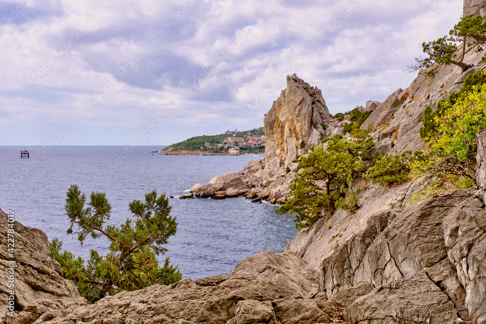 South Crimea. Rocky coast of the Black Sea.