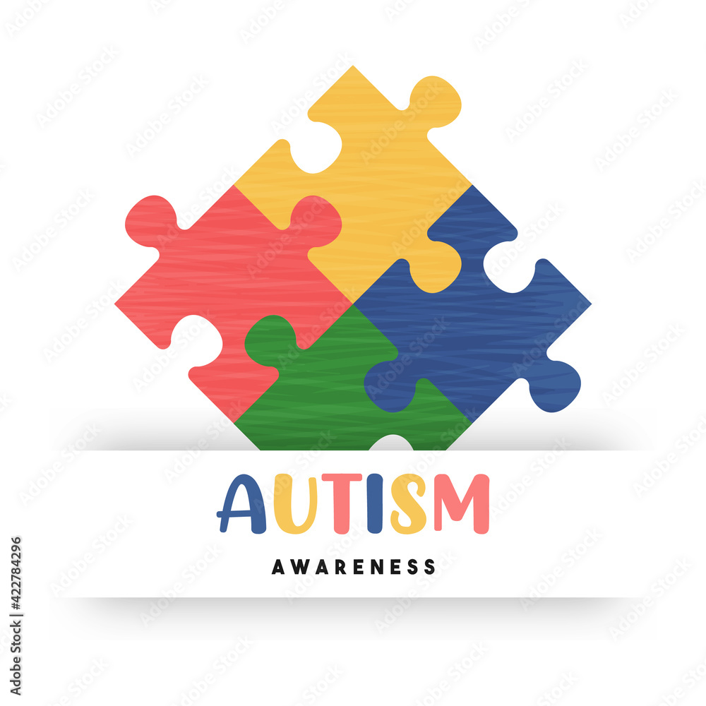Autism awareness day colorful puzzle game card Autism awareness day colorful puzzle game card