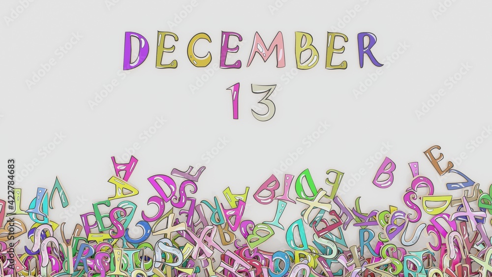 December 13 calendar puzzled monthly schedule birthday use