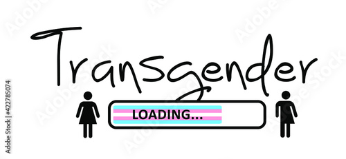 Slogan transgender loading, please wait. gender symbols. Male, female, man or woman and unisex. Icons and signs hlbt lgbt lhbt  community. photo