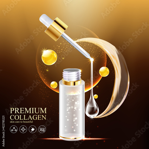 Collagen and Serum Skin Care Product Background Concept Cosmetic for Skin.