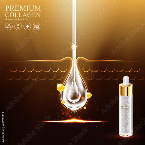 Collagen and Serum Skin Care Product Background Concept Cosmetic for Skin.