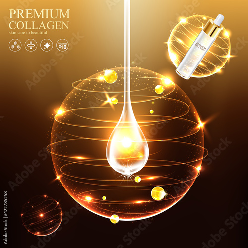 Collagen and Serum Skin Care Product Background Concept Cosmetic for Skin.