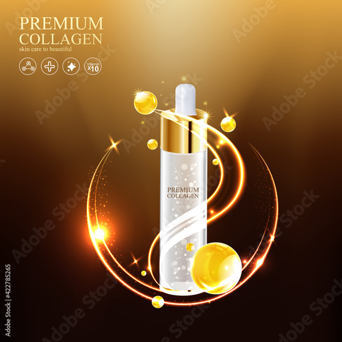 Collagen and Serum Skin Care Product Background Concept Cosmetic for Skin.