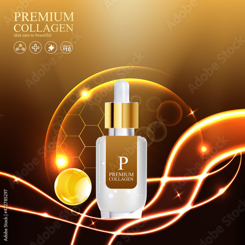 Collagen and Serum Skin Care Product Background Concept Cosmetic for Skin.