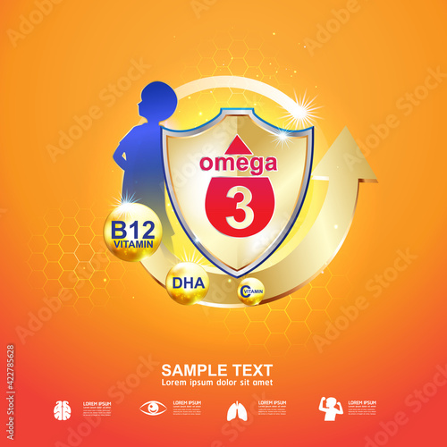 Omega Vitamin and Nutrients Logo for Products Template