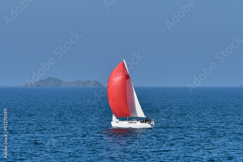 pretty sailboat on the Breton coast