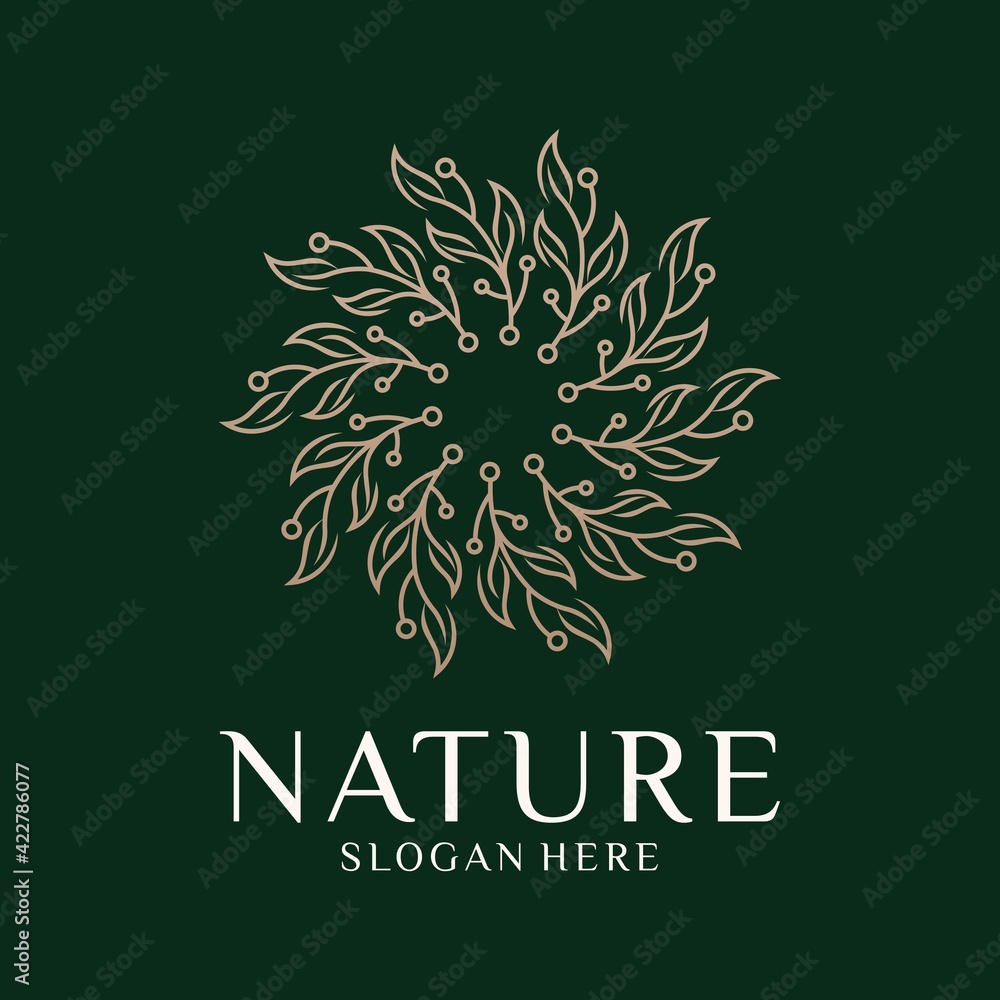 Vector set of abstract green logo design leaf templates - emblems for ...