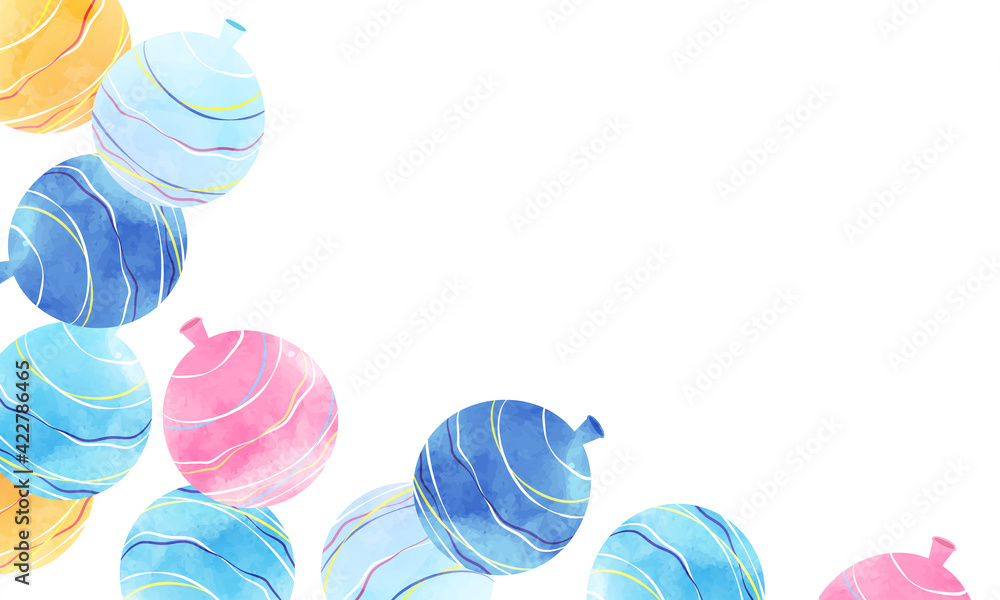 水風船 ヨーヨー の爽やかな水彩風ベクターイラスト背景 コピースペース Stock Vector Adobe Stock