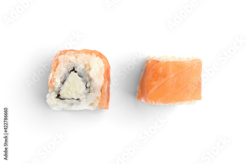 Sishi roll with salmon and philadelphia isolated on white background