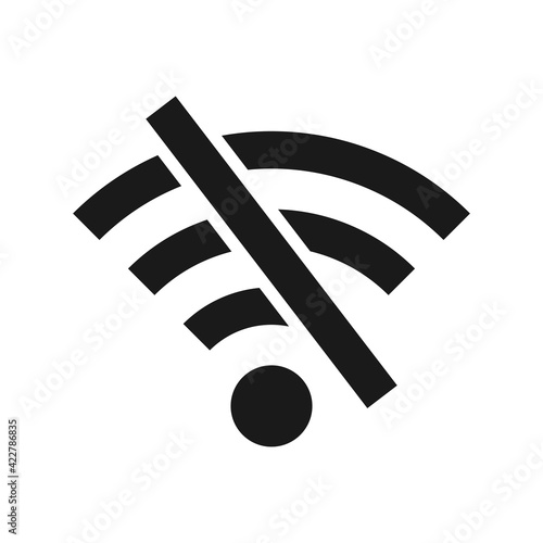 Offline wifi icon. Disconnected wireless network pictogram. No signal. Wireless technology symbol. Vector isolated on white background photo