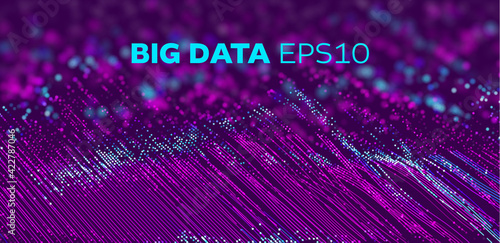 Bigdata technology background. Big data tech. Ai background. Geometric 3d pattern.