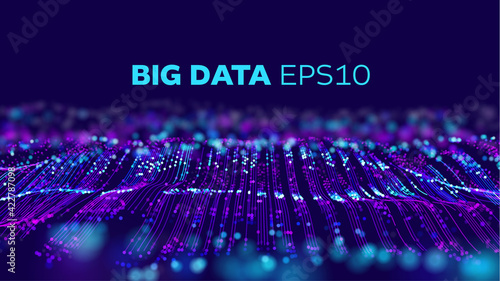 Big data technology vector background. Big data network. Geometric future ai background