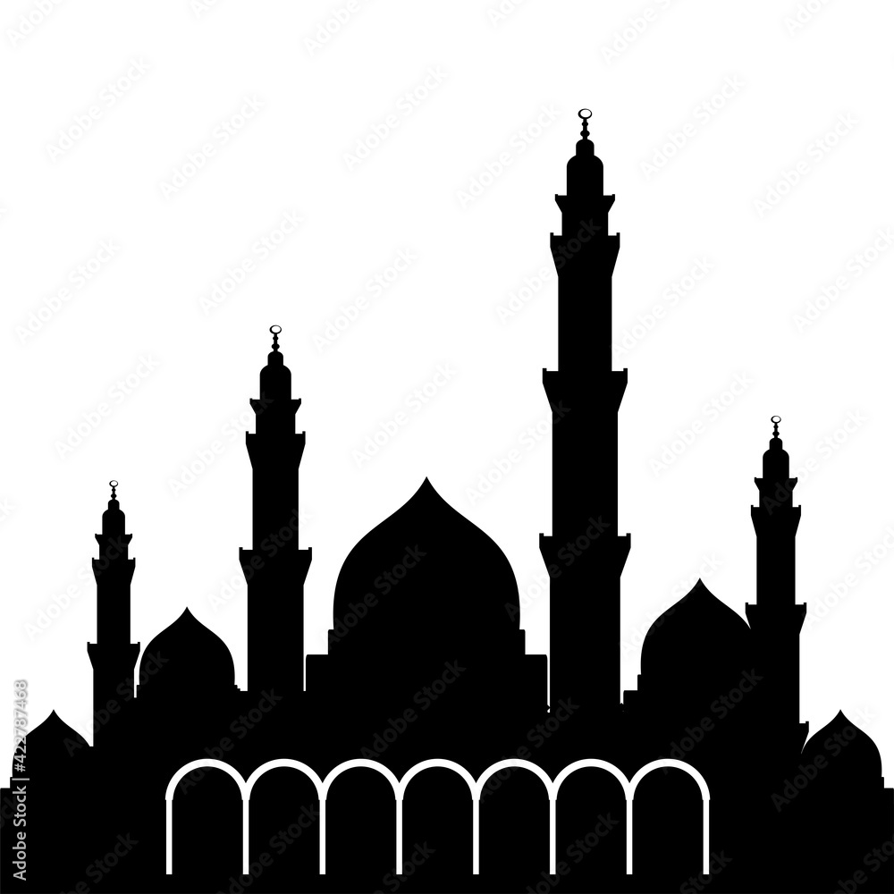 illustration vector graphic of the Masjid Nabawi Makkah Madinah, Islamic Moslem, for the banner of the recitation event