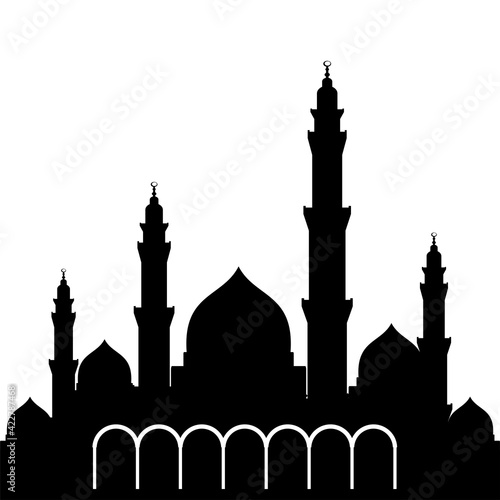illustration vector graphic of the Masjid Nabawi Makkah Madinah, Islamic Moslem, for the banner of the recitation event