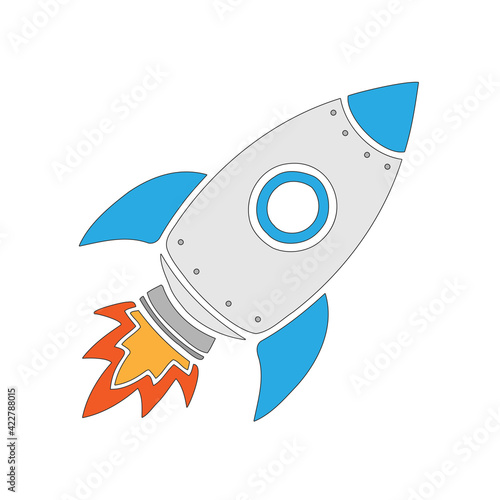 Vektor Rakete gemalt in blau - Zukunft / Motivation / Startup / Anfang / Ziel / Vision
