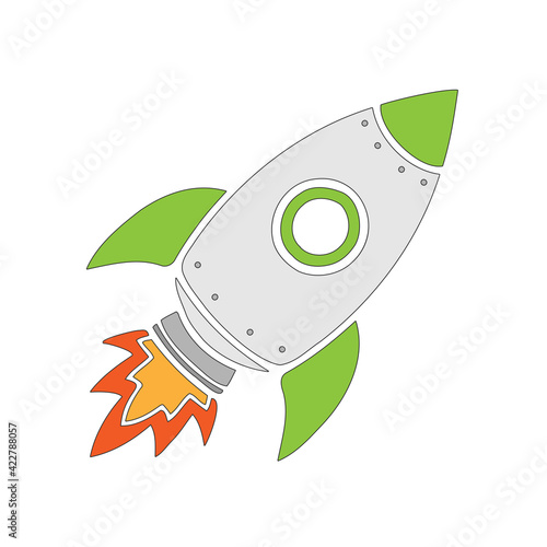 Vektor Rakete gemalt in grün - Zukunft / Motivation / Startup / Anfang / Ziel / Vision