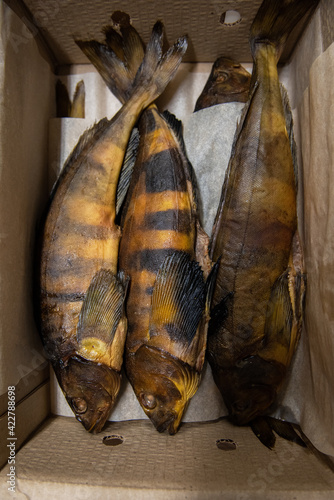 Smoked rock trout fish in c...