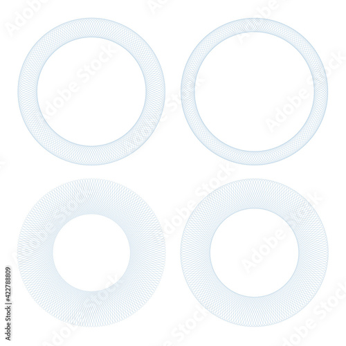 Set vector Guilloche border for certificate or diploma and currency design