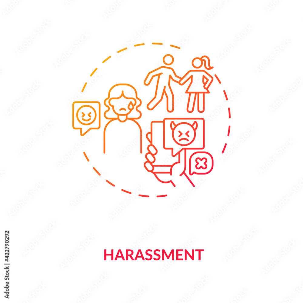 Harassments on daing website concept icon. Internet app aggression ideas thin line illustration. Sending negative messages to someone, abuse vector isolated outline RGB color drawing