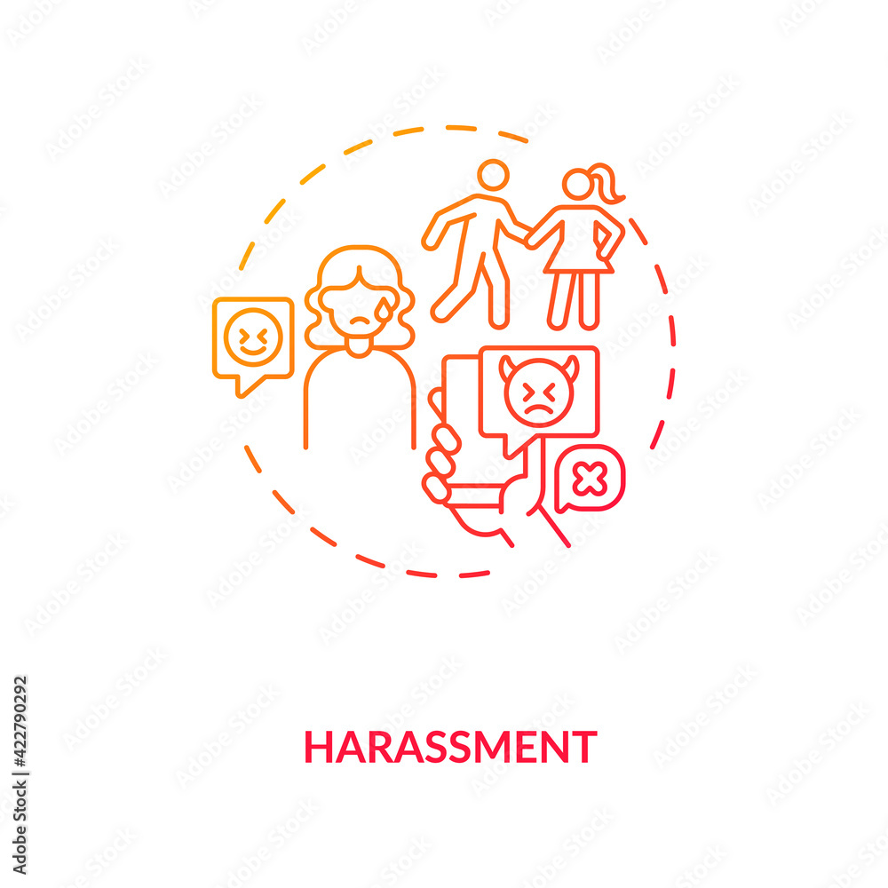 Harassments on daing website concept icon. Internet app aggression ...