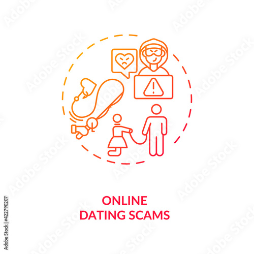 Online dating scams concept icon. Fraud and scam on dating website ideas thin line illustration. Play with other people feelings vector isolated outline RGB color drawing